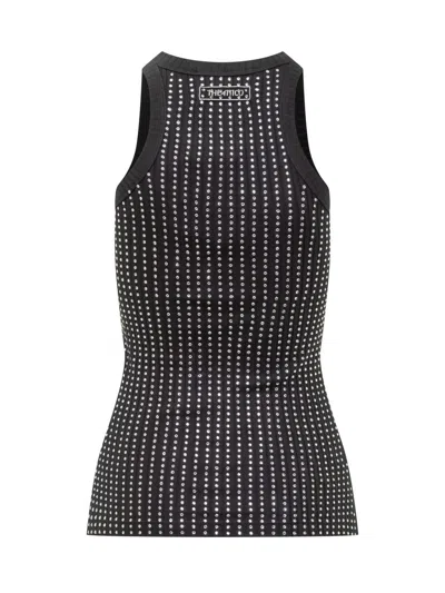 Attico Black Hotfix Crystal Tank Top In Black
