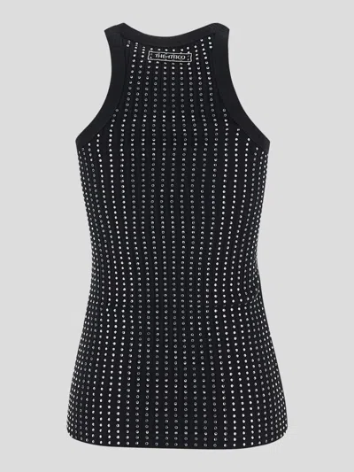 Attico Black Hotfix Crystal Tank Top In Black