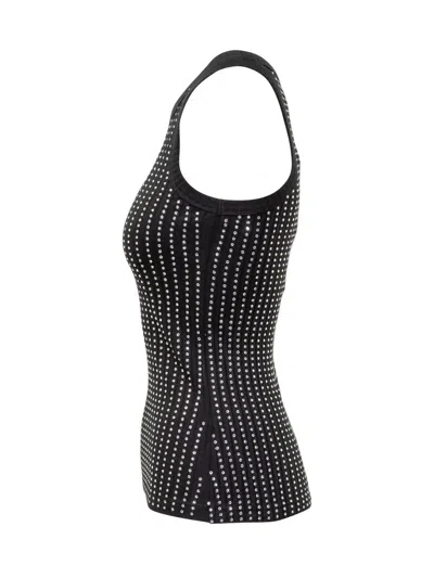 Attico Black Hotfix Crystal Tank Top In Black