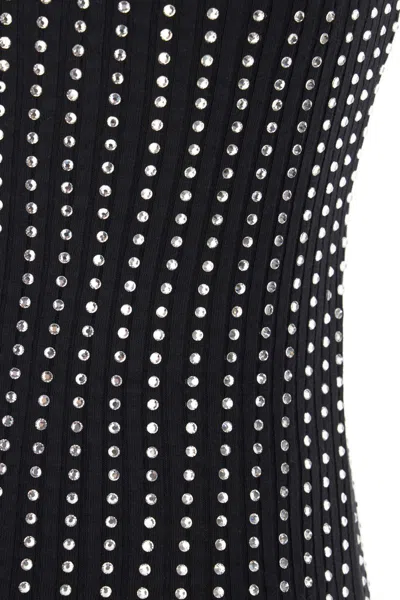 Attico Black Hotfix Crystal Tank Top In Black