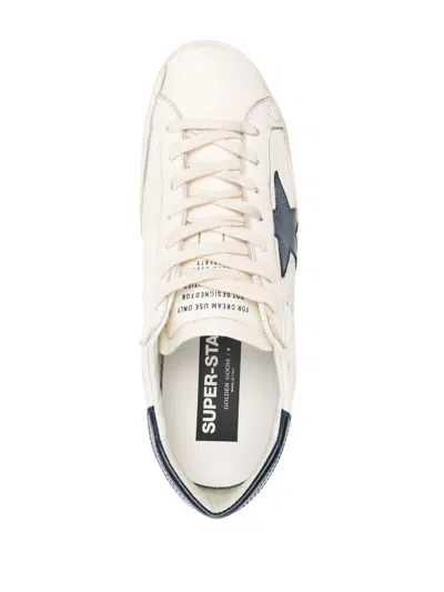 Golden Goose Dark Blue Superstar Sneakers In White