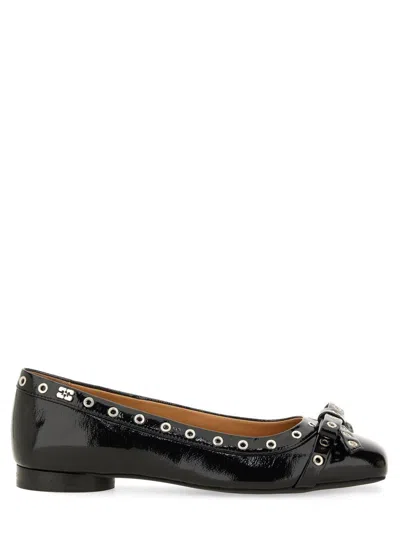 Ganni Ballerina With Bow In Black