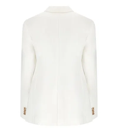 Elisabetta Franchi V-neck Jacket With Notched Lapel And Back Split In White