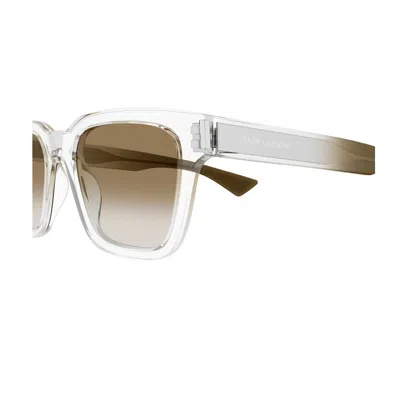 Saint Laurent Sl 790 Linea Corner Angle 004 Crystal Brown Sunglasses In Brown