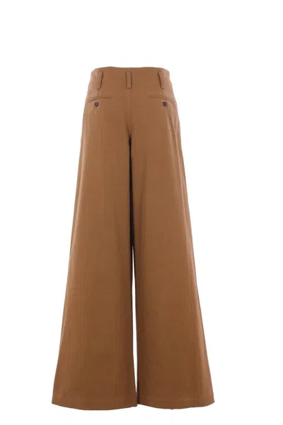 Chloé Garment Dye Organic Cotton Canvas Wide Leg Pants In Brown