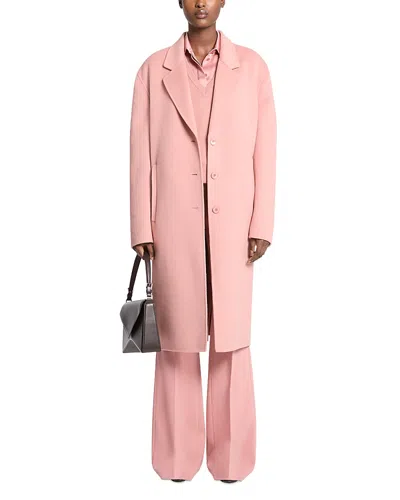 Michael Kors Single-breasted Wool Long Slouch Coat In Pink