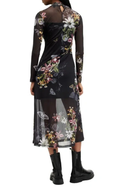 Allsaints Hanna Sanibel Floral Print Long Sleeve Mesh Maxi Dress