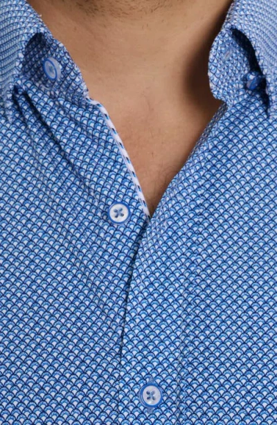 Robert Graham Shuler Deco Print Short Sleeve Stretch Cotton Button-up Shirt