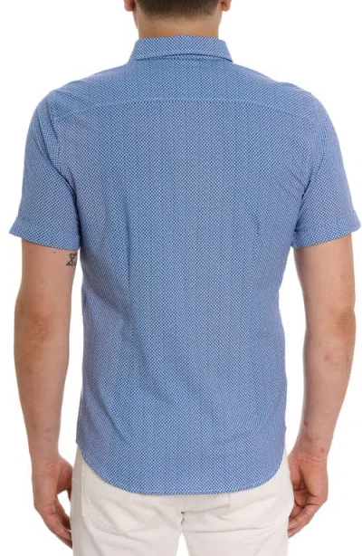 Robert Graham Shuler Deco Print Short Sleeve Stretch Cotton Button-up Shirt