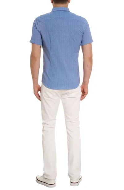 Robert Graham Shuler Deco Print Short Sleeve Stretch Cotton Button-up Shirt