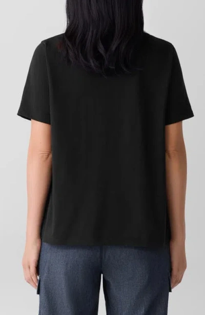 Eileen Fisher Crewneck Pocket Organic Cotton T-shirt In Black