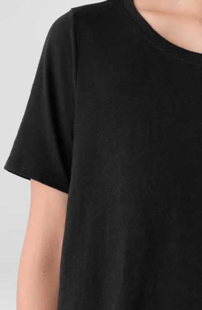 Eileen Fisher Crewneck Pocket Organic Cotton T-shirt In Black