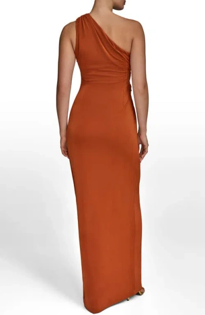 Donna Karan New York One-shoulder Stretch Jersey Gown In Orange