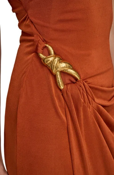 Donna Karan New York One-shoulder Stretch Jersey Gown In Orange