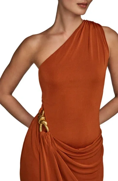 Donna Karan New York One-shoulder Stretch Jersey Gown In Orange