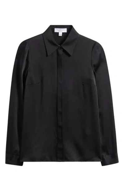 Michael Kors Collection Hansen Charmeuse Button-up Shirt In Black