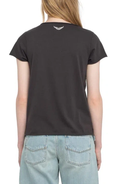 Zadig & Voltaire Tuni Wings Strass Embellished Keyhole Cotton Graphic T-shirt In Black