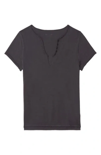 Zadig & Voltaire Tuni Wings Strass Embellished Keyhole Cotton Graphic T-shirt In Black