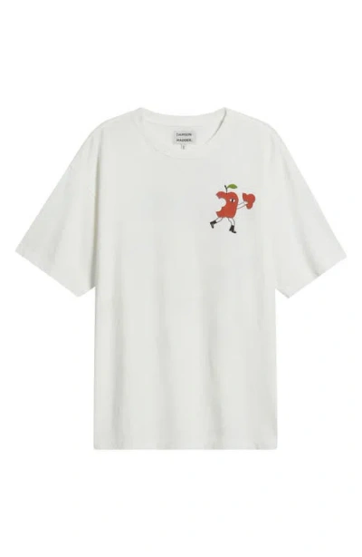 Damson Madder Womens Apple Peel Graphic-print Cotton-jersey T-shirt Ecru In White