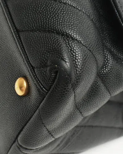 Pre-owned Chanel Medium Caviar Chevron Coco Top Handle Bag In Black