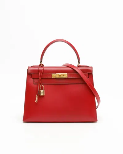 Pre-owned Hermes Hermès Kelly Box 28 Sellier Bag In Red