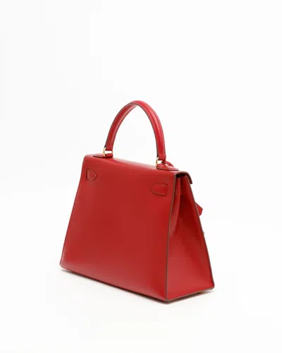 Pre-owned Hermes Hermès Kelly Box 28 Sellier Bag In Red