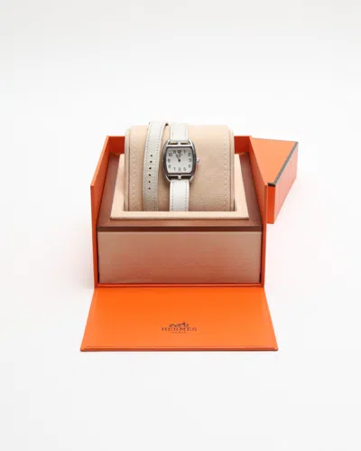 Pre-owned Hermes Hermès Cape Cod Tonneau 27mm Ref Ct1.210 Watch In White