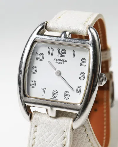 Pre-owned Hermes Hermès Cape Cod Tonneau 27mm Ref Ct1.210 Watch In White
