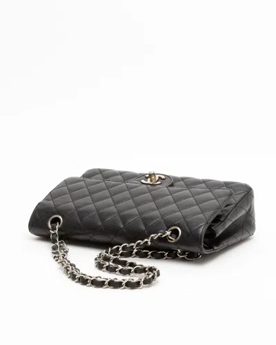 Pre-owned Chanel Classic Caviar Medium Double Flap Bag In Black
