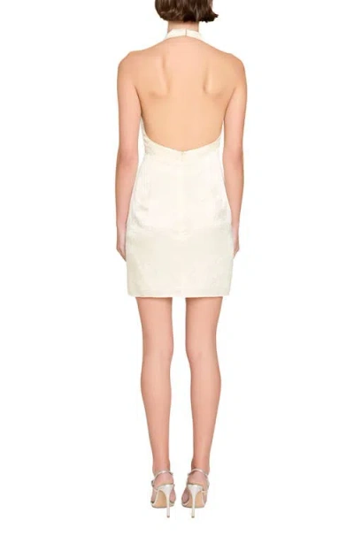 Amanda Uprichard Kyoto Satin Halter Minidress In Neutral