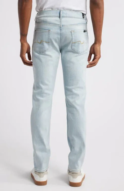 7 For All Mankind Slimmy Tapered Stretch Cotton Jeans In Blue