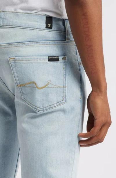 7 For All Mankind Slimmy Tapered Stretch Cotton Jeans In Blue