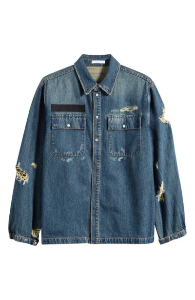 Helmut Lang Distressed Denim Jacket In Blue