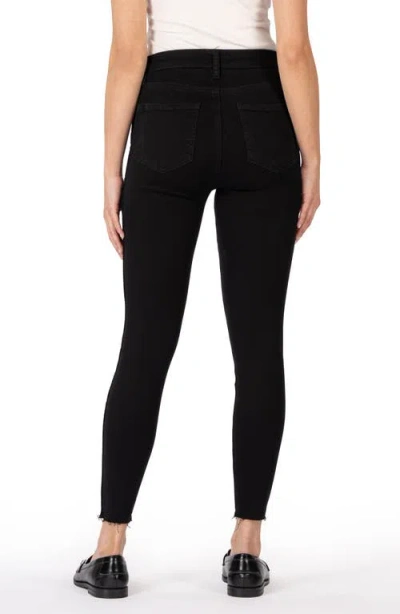 Kut From The Kloth Donna High Waist Fray Hem Ankle Skinny Jeans In Black