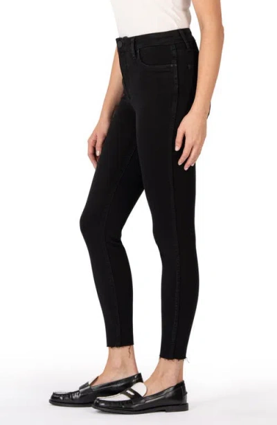Kut From The Kloth Donna High Waist Fray Hem Ankle Skinny Jeans In Black