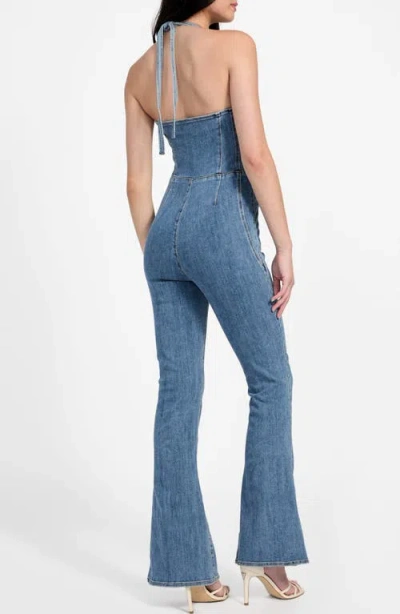 Guess Blair Denim Halter Jumpsuit In Blue