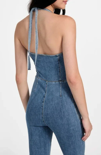Guess Blair Denim Halter Jumpsuit In Blue