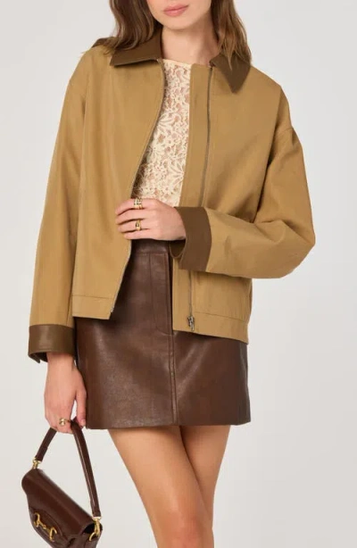 Astr The Label Contrast Collar Jacket In Brown