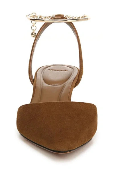 Vince Suede Ankle-chain Slingback Pumps