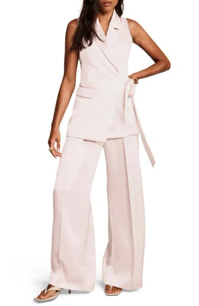 Mint Velvet Pleated Wide Leg Trousers In Pink