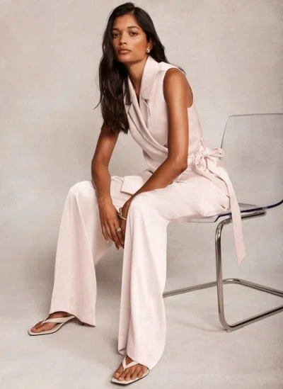 Mint Velvet Pleated Wide Leg Trousers In Pink