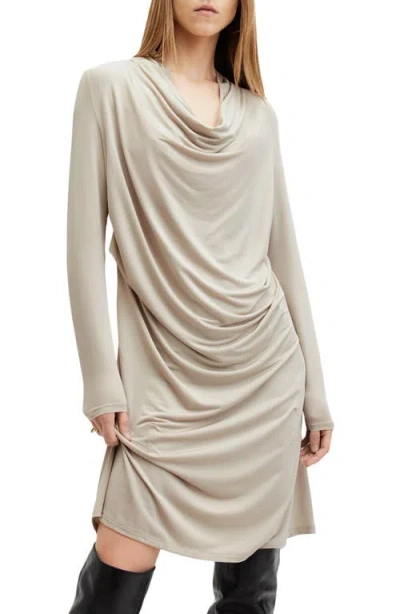 Allsaints Amei Draped Long Sleeve Minidress