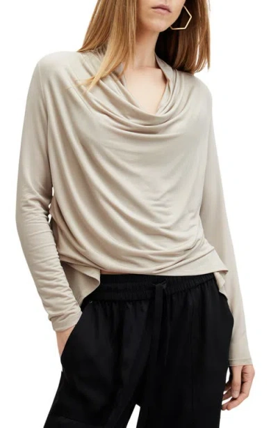 Allsaints Amei Draped Long Sleeve Minidress