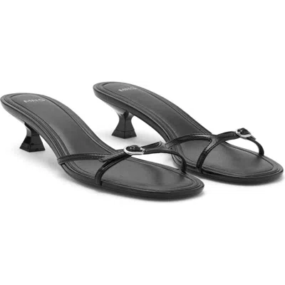 Mango Buckle Detail Kitten Heel Slide Sandal