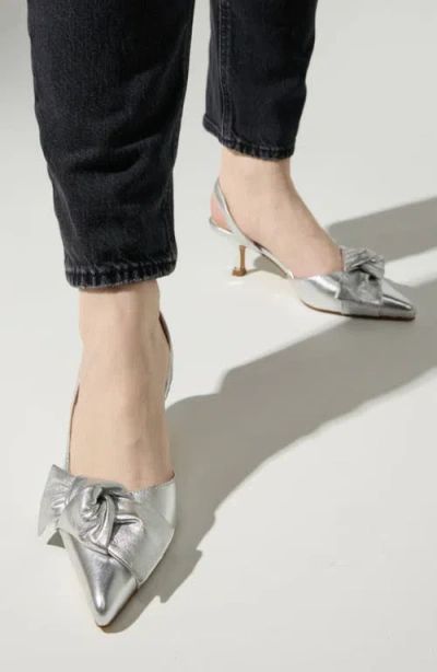 Yosi Samra Kaleigh Bow Slingback Pointed Toe Kitten Heel Pump