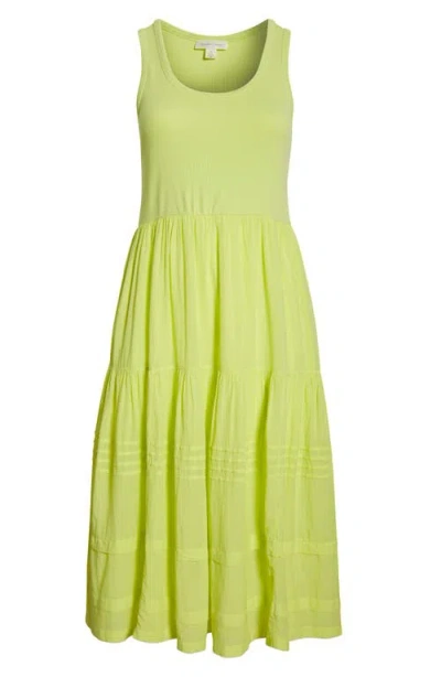 Treasure & Bond Mixed Media Cotton Blend Maxi Dress In Green