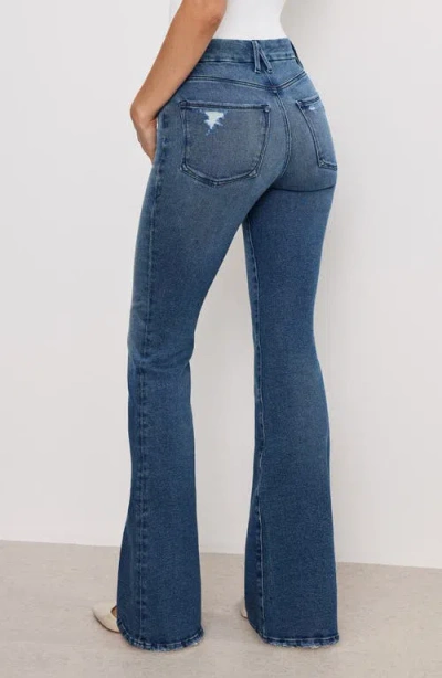 Good American Good Legs High Waist Ripped Flare Leg Jeans
