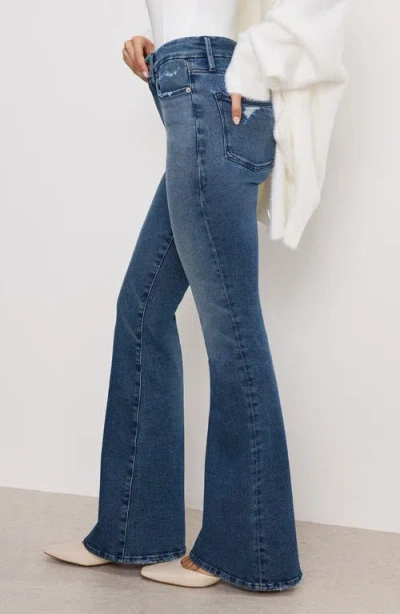 Good American Good Legs High Waist Ripped Flare Leg Jeans