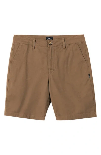 O'neill Jay Flat Front Stretch Cotton Chino Shorts In Brown