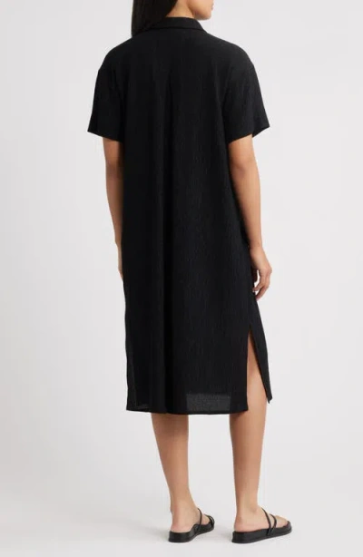 Eileen Fisher Crinkle Shirtdress In Black